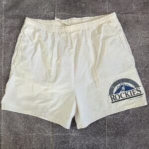 Men's Vintage 90's Logo 7 Colorado Rockies White Concept Logo Cotton Shorts Sz L